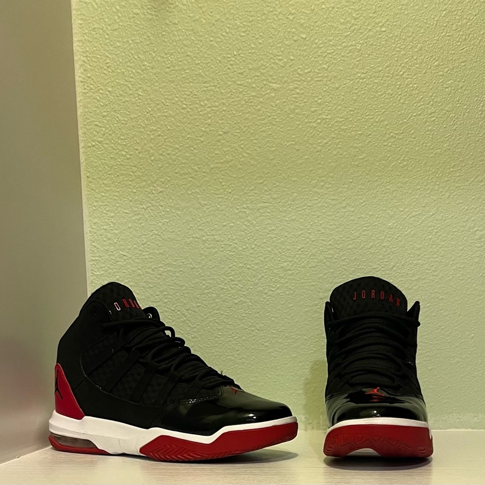 Jordan Black and Red Mid-Top Sneakers